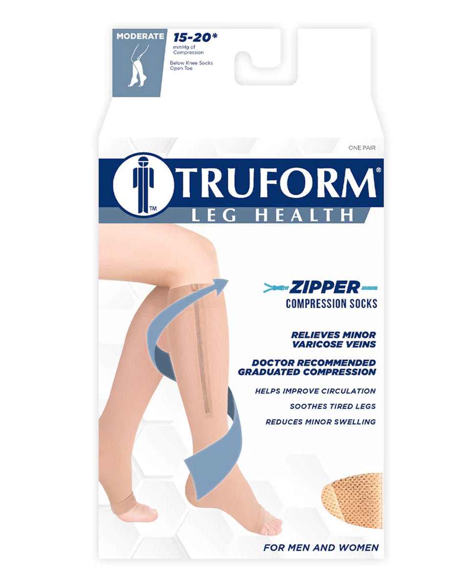  Medical Zippered Compression Socks - Open Toe 20-30