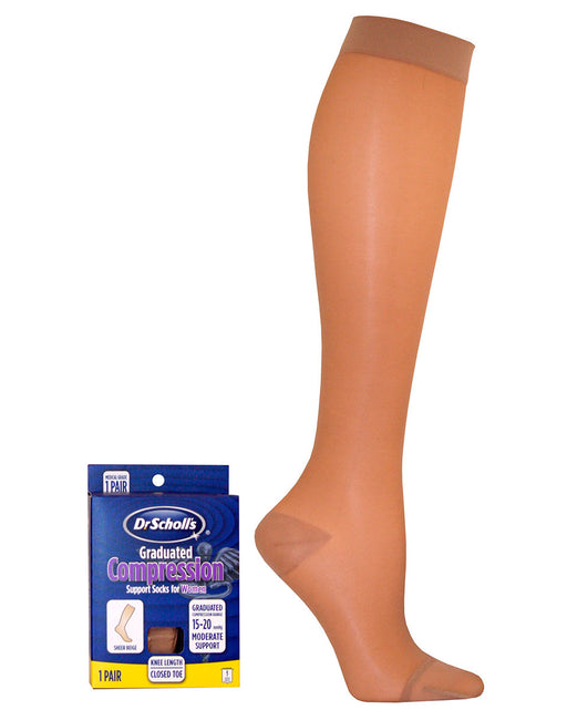Scholl Compression Stockings CL1 Below Knee Closed Toe Nat M