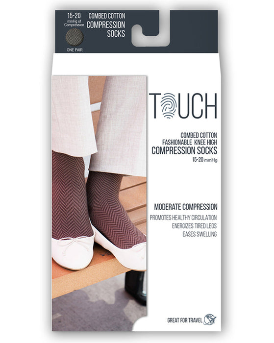 ReliefWear Touch Ladies' Herringbone Pattern Knee Highs 15-20 mmHg