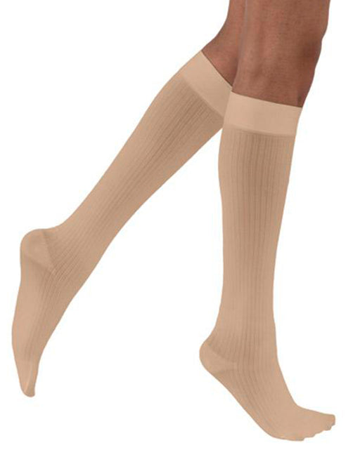 Jobst soSoft Women's Knee High Closed Toe Ribbed Pattern Support Socks 30-40 mmHg